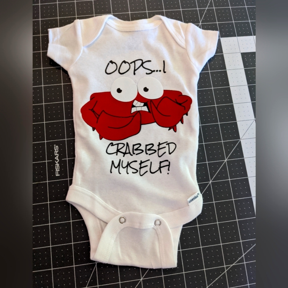 Handcrafted Oops I Crabbed Myself Unisex Baby One Piece Body Suit